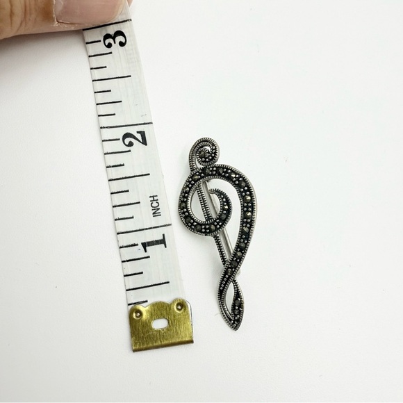 Vintage Sterling Silver Brooch 925 Musical Treble Clef - Picture 7 of 7